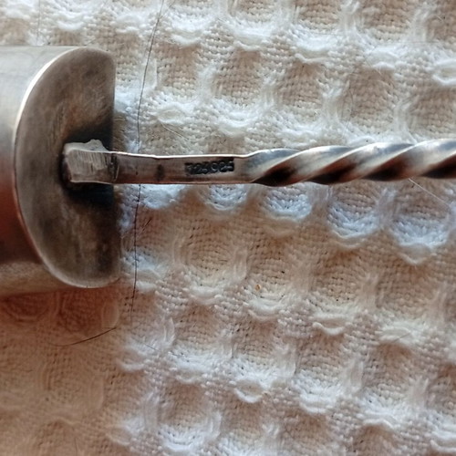 Vintage silver tea caddy spoon with carnelian finial