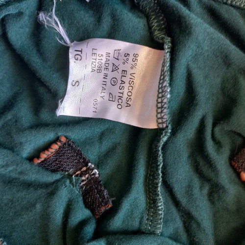 Rossodisera leggings refurbished, green, size S with wear on waistband