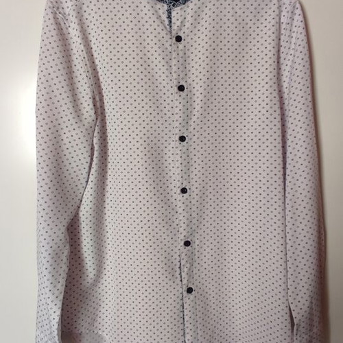 SHEIN white shirt with blue pattern size S like new