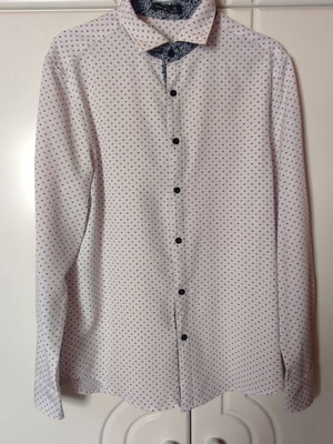 SHEIN white shirt with blue pattern size S like new
