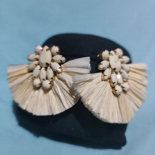 Cream earrings new with beads