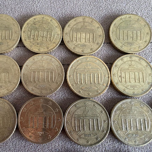 Germany Euro Coin Collection used, 48 pieces 2, 1 and 0.50 euro