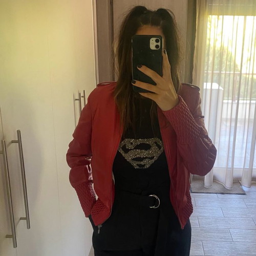 Leather jacket red new, size medium