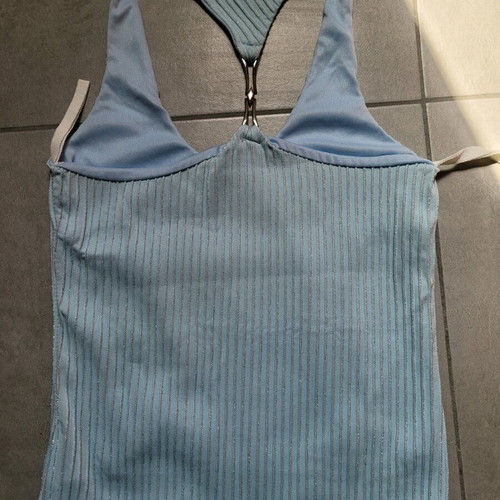 Top XS used, turquoise with silver thread