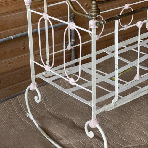 Antique brass baby cradle used, collectible decor