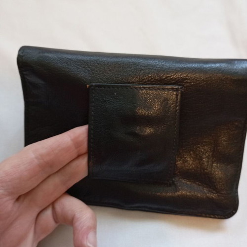 Men's leather wallet used, black genuine leather belt pouch