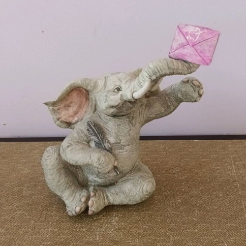 Elephant Sculpture 23 cm height 14 cm width used, signed by sculptor