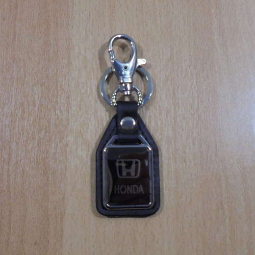 Honda promotional keychain metal with black leatherette like new
