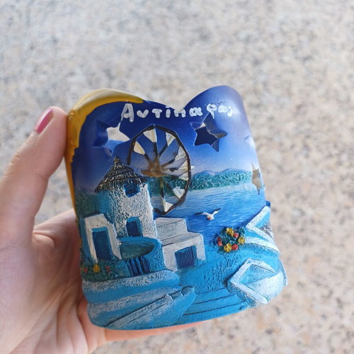 Set of 2 handmade wax candle holders Antiparos souvenirs