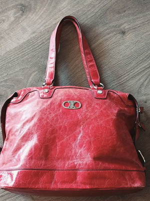 Celine Vintage Shoulder Bag Triomphe Blason Red like new