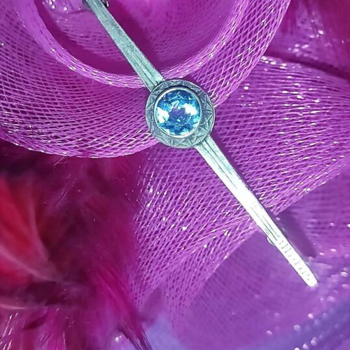 Vintage Atelier handmade silver 925 brooch with blue stone used