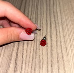 Earrings red rose studs like new