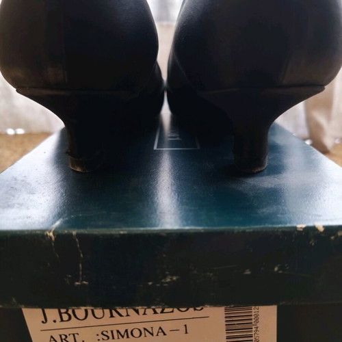 J. Bournazos Simona-1 black pumps with strap like new, size 39