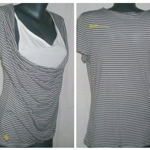 Garcia blouse with built-in tank top like new, white and gray