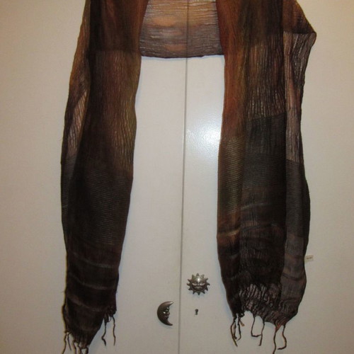 Silk women's scarf airy elegant, new, earth tones