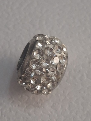 Charm for bracelets pave decorated with stones, like new, silver