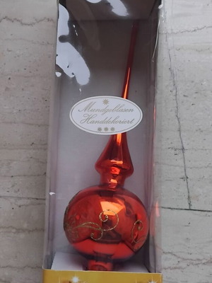 Heitmann Deco vintage χειροποίητη γυάλινη κορυφή χριστουγεννιάτικου δέντρου σε κόκκινο