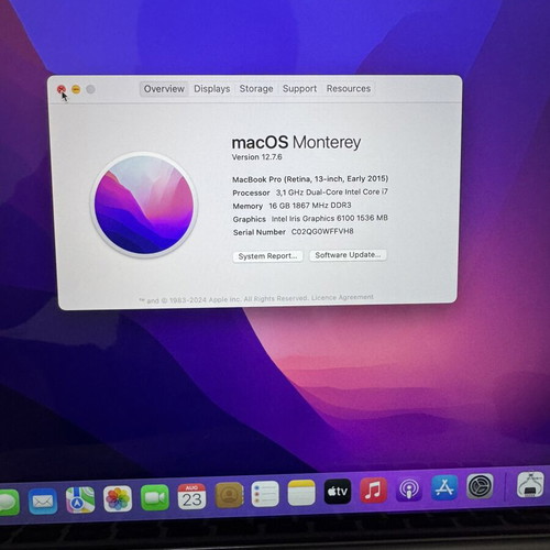 MacBook Pro Retina Display 13.3” Silver, 16GB RAM, 500GB SSD