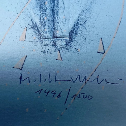 Lithograph used by Michael Schmidr Stein with signature
