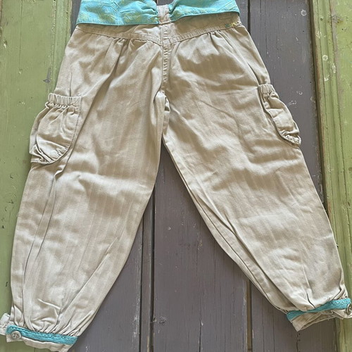 Orchestra girls' pants size 98 cm, beige and turquoise