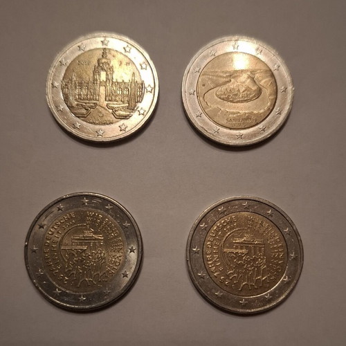 German commemorative coins like new, set of 4, 2 euro
