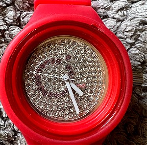 Ιαπωνικό ρολόι κόκκινο με στρας υπεροχο αδιαβροχο ΟΥΥΟ