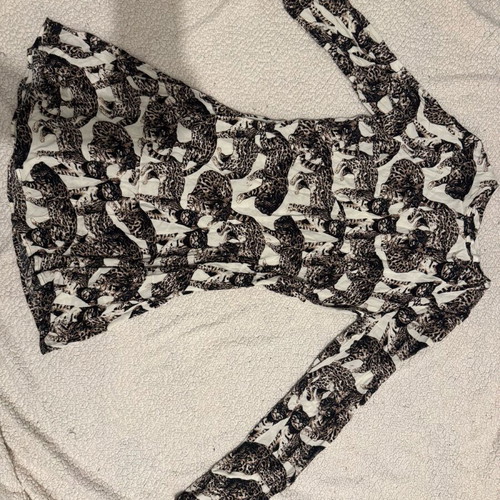 Mini dress long-sleeve with cats like new, H&M, white multicolor XS
