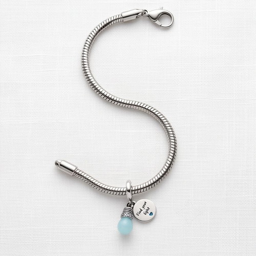 Pandora Glow in the Dark Lightbulb Charm new, silver and turquoise