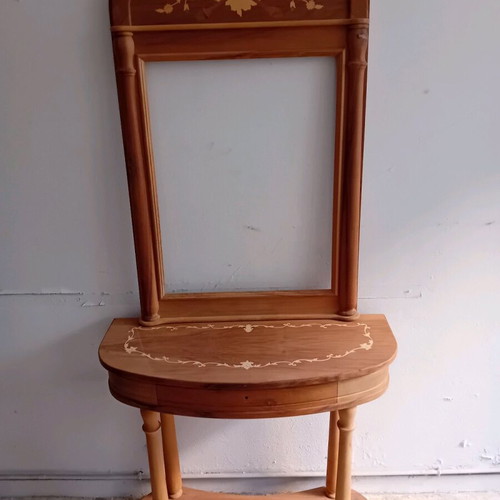 Console and mirror set new, handmade solid Greek walnut