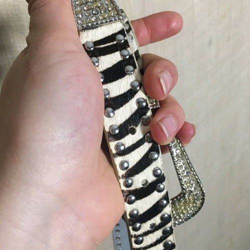 Y2K chain leather animal pattern belt like new