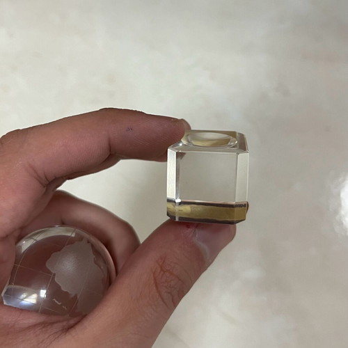 Crystal small globe on base new, flawless