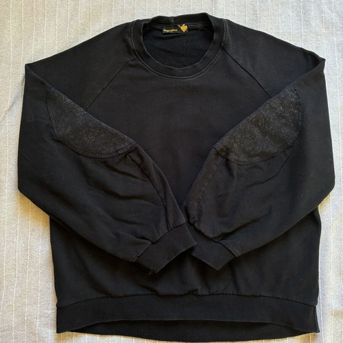 Sugarfree black cropped sweatshirt with balloon sleeves and glitter patches
