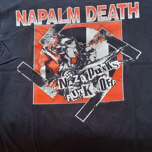 Napalm Death Nazi Punks Fuck Off T-shirt, black, size L