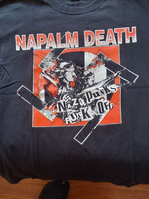 Napalm Death Nazi Punks Fuck Off T-shirt, black, size L