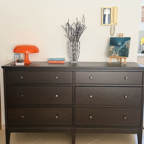 Ikea dresser with six drawers, dark wood