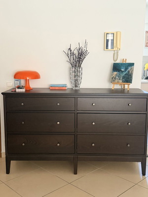 Ikea dresser with six drawers, dark wood
