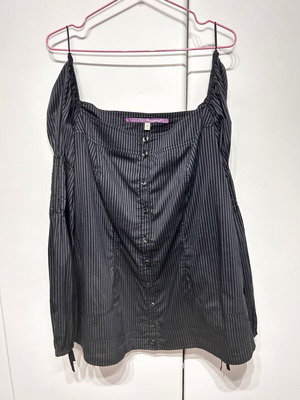 Striped blouse shirt Mat like new, size L, black and gray