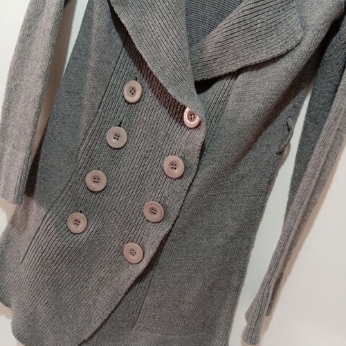 Vintage long knitted cardigan size M, grey