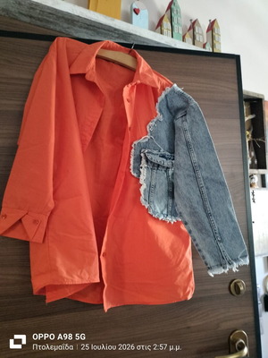 Shirt orange with denim details new