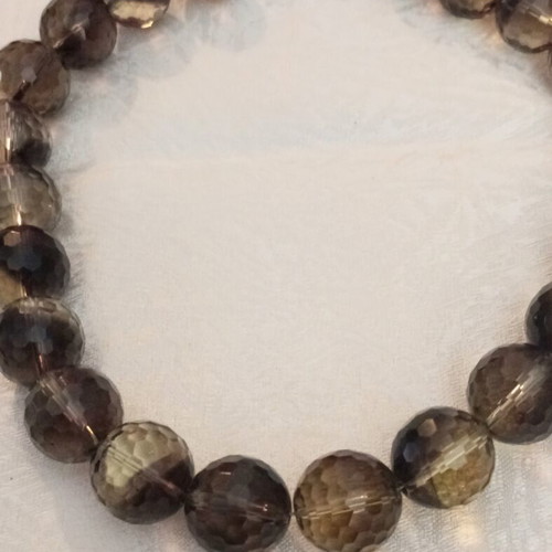 Smoky Quartz Necklace 925 Silver used, faceted stones, 45cm