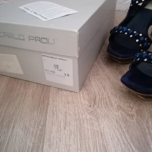 Giancarlo Paoli sandals used, high heels blue with stones