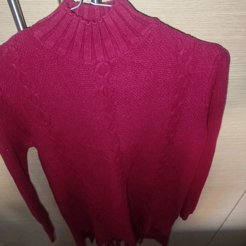 E&D Long Asymmetric Sweater like new, burgundy, size XL/XXL