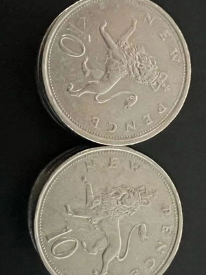 Collectible British coins used, pack of 10, from 1968