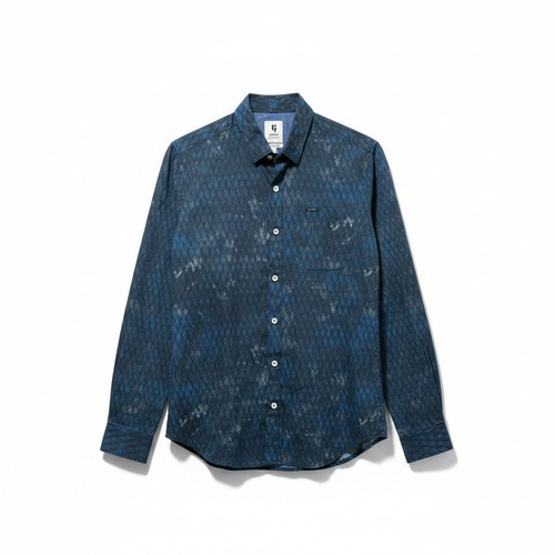 Garcia Fine Cotton Patterned Shirt Size M, blue