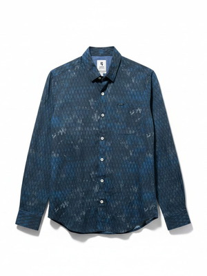 Garcia Fine Cotton Patterned Shirt Size M, blue