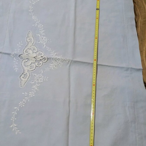 Set of 2 pillowcases light blue with cutwork embroidery like new