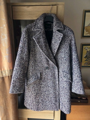 Μάλλινο παλτό Massimo Dutti M σαν καινούργιο, μαύρο και μπεζ