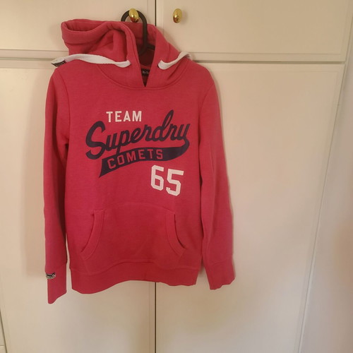 Superdry pink hoodie sweatshirt like new for girls 12-14 years size M