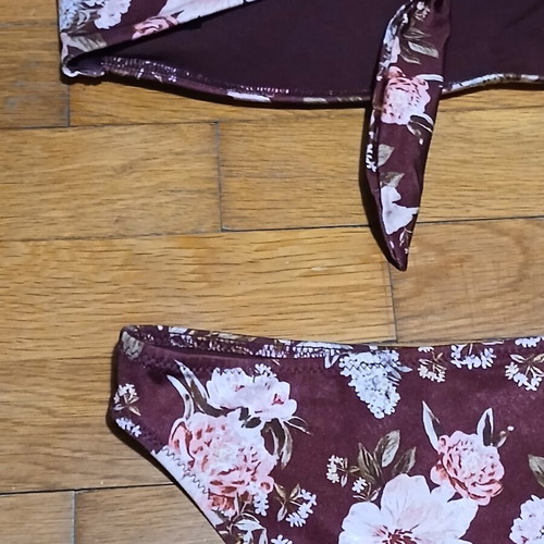 H&M floral brown two-piece bandeau bikini
