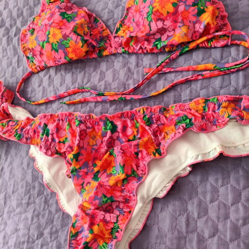 Shein Printed Bikini Set with Colorful Flowers, New, Size L